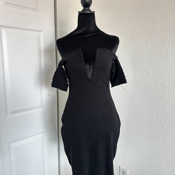 Mistress Rocks Black Jersey Mini Bodycon Dress Size M - Picture 2 of 4